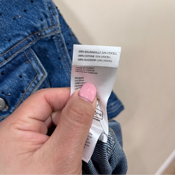 NWT Anthropologie Pilcro Weston Rhinestone Denim Boyfriend Jacket- Small country - Picture 7 of 11